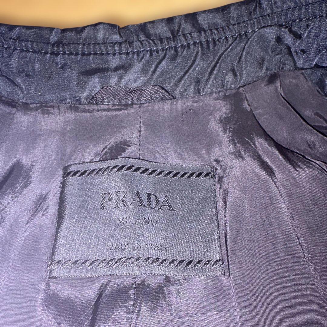 ネイビー ダブルブレスト トレンチコート　　プラダ　PRADA