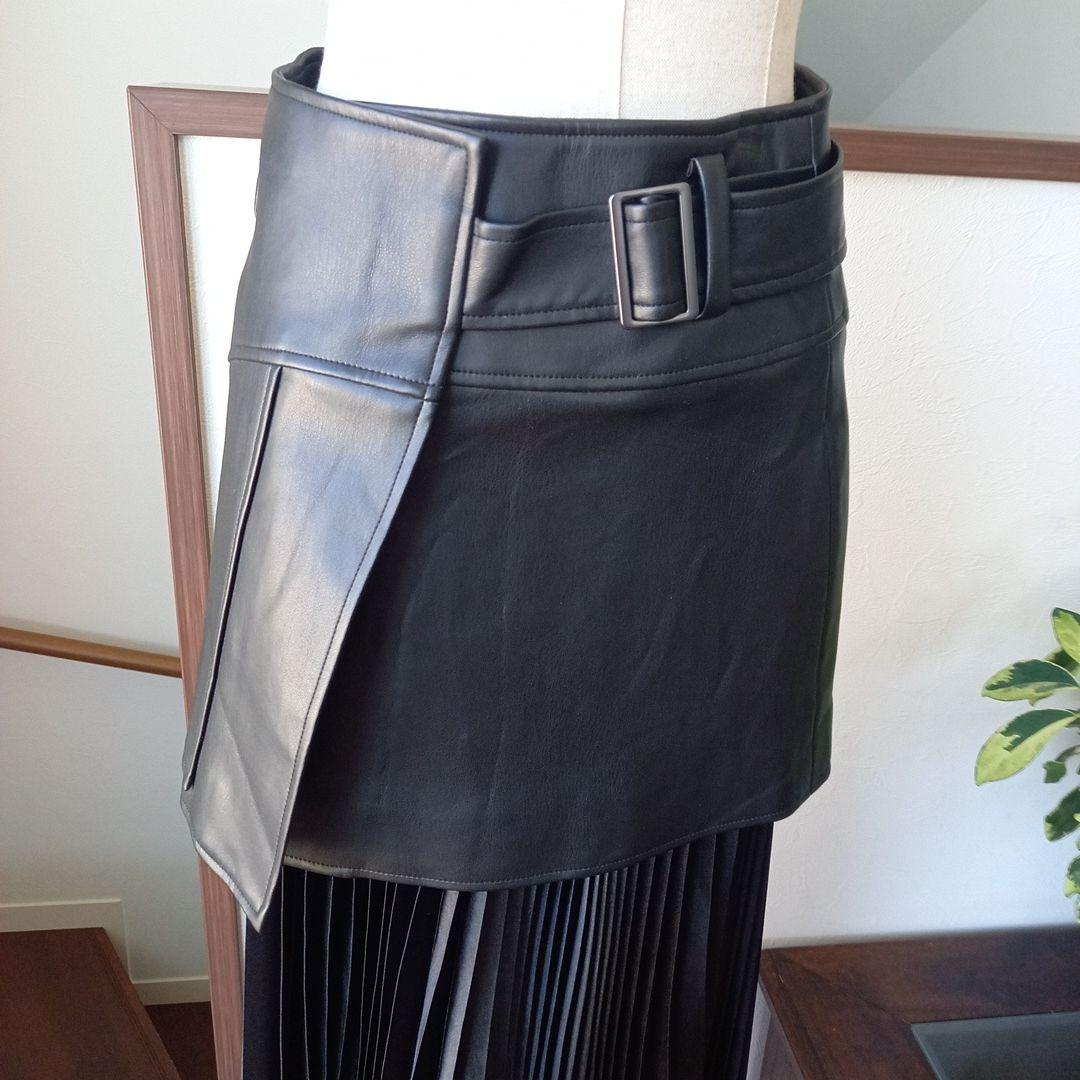 Theory luxe ブラック プリーツスロックスカート革スカート