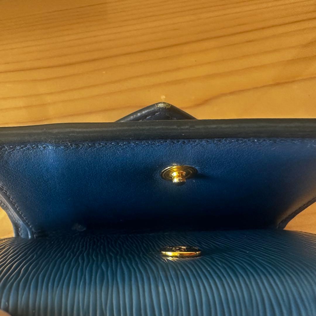 PRADA プラダ 三つ折り財布 サフィアーノ レザー ブルー ゴールド金具