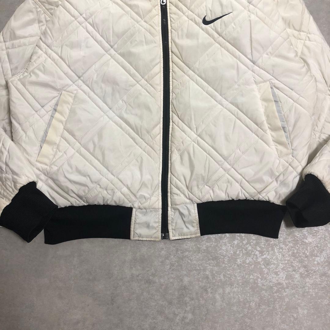 90s NIKE リバーシブル ボンバージャケット L 黒 白 中綿キルティング