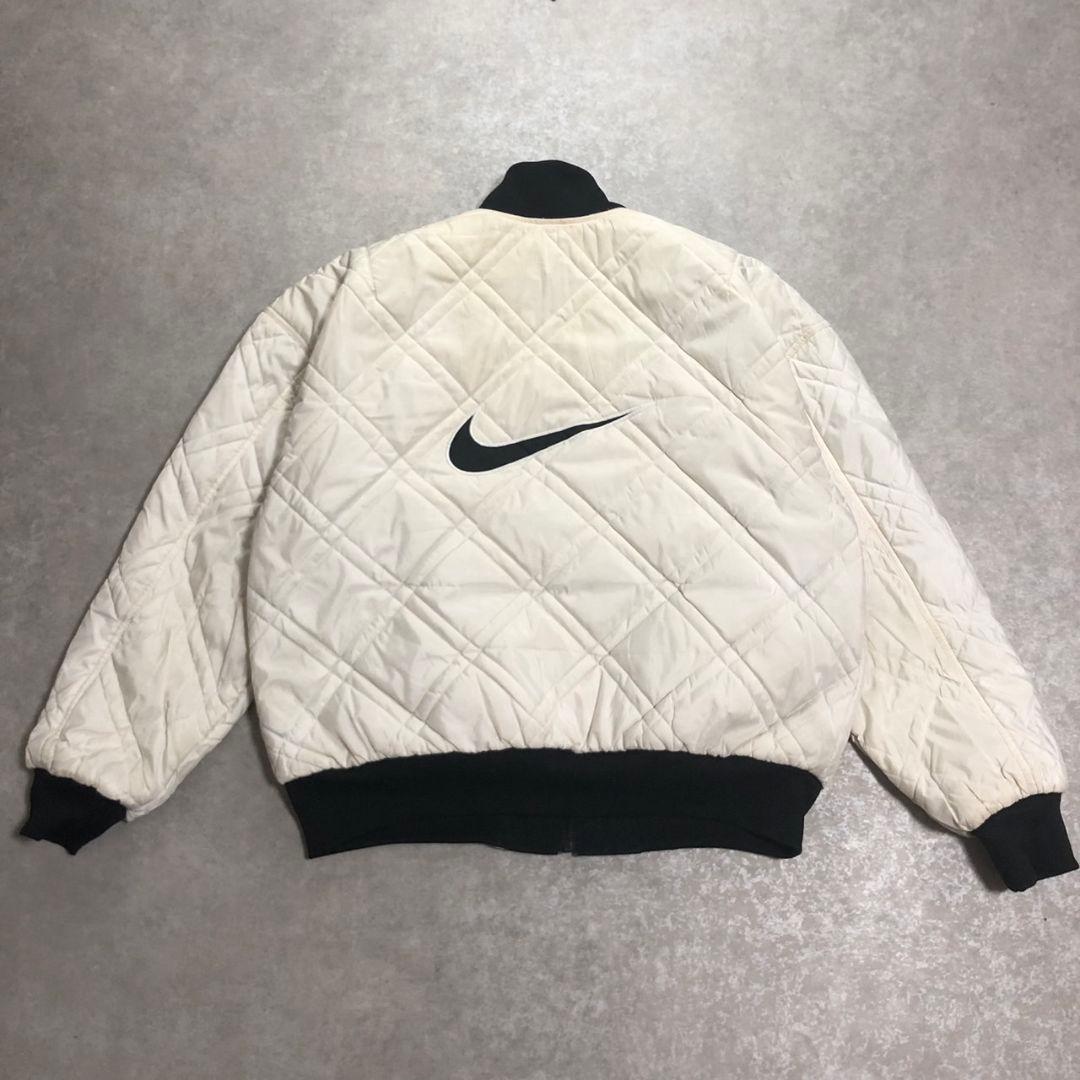 90s NIKE リバーシブル ボンバージャケット L 黒 白 中綿キルティング