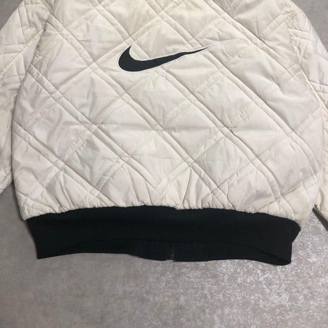 90s NIKE リバーシブル ボンバージャケット L 黒 白 中綿キルティング
