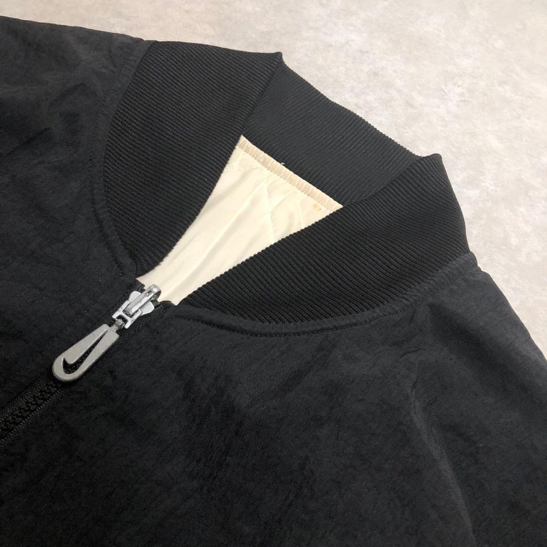 90s NIKE リバーシブル ボンバージャケット L 黒 白 中綿キルティング
