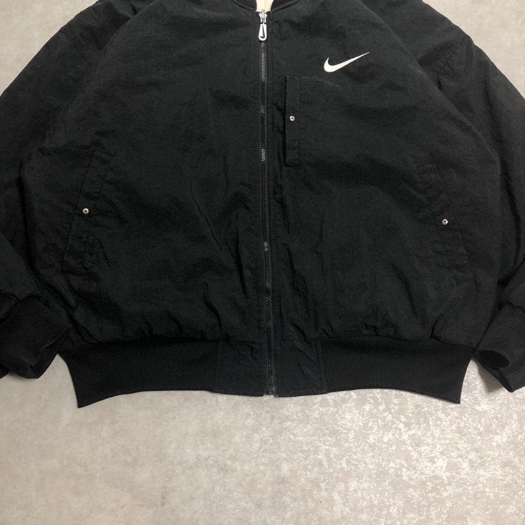 90s NIKE リバーシブル ボンバージャケット L 黒 白 中綿キルティング