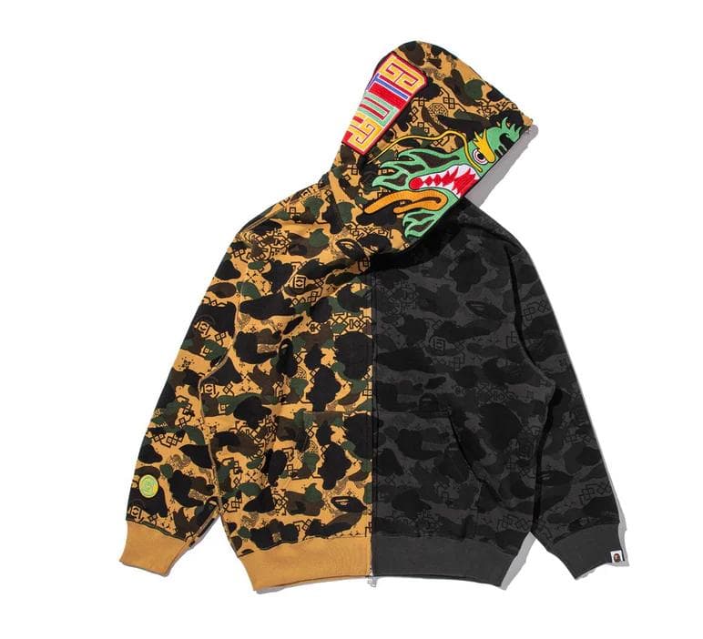 【 BAPE × CLOT 】 CAMO SPLIT SHARK RELAXED