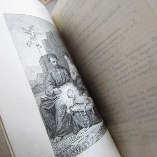 フランスアンティーク 祈祷書 聖書 19世紀 べっ甲風 イニシャル シルバー