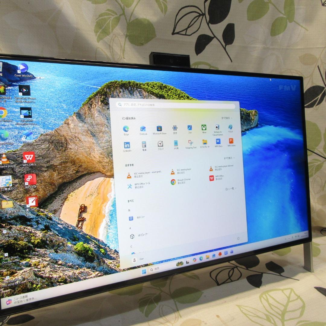 大画面！Win11公式対応i7/メ8/SSD+HDD/DVD/カメラ/TypeC