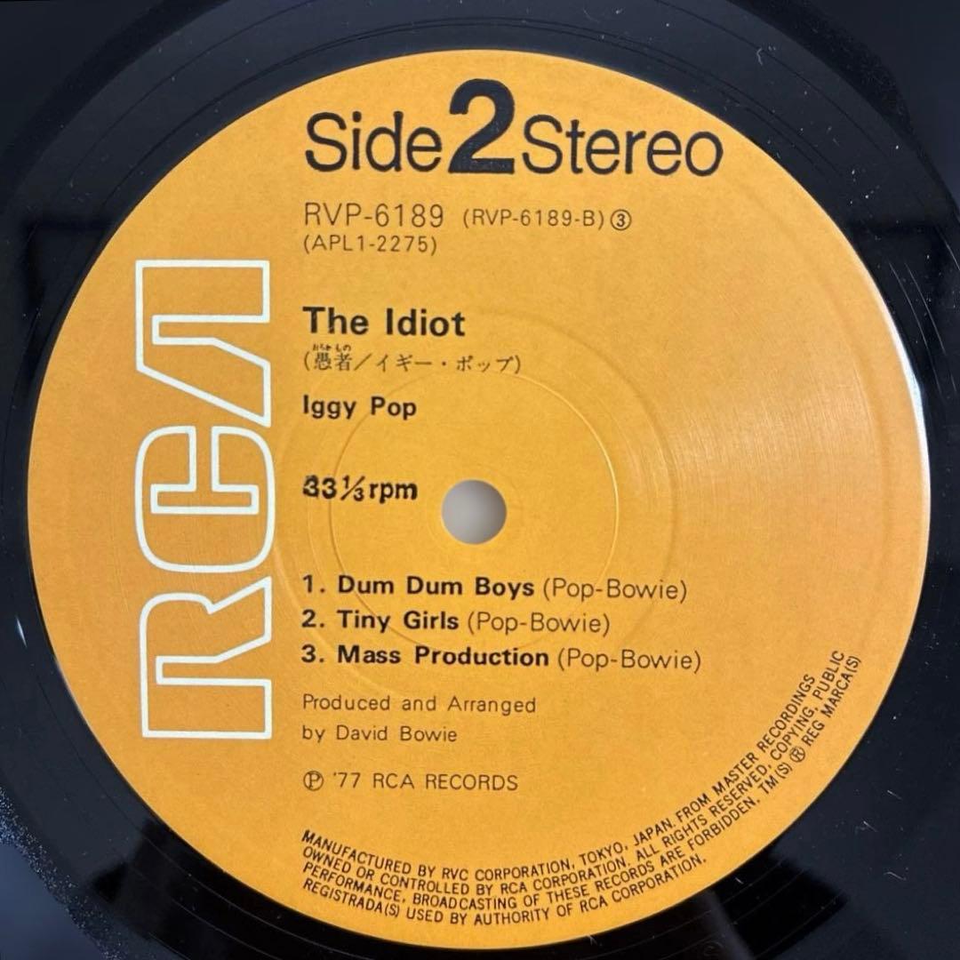 IGGY POP / THE IDIOT愚者　国内盤レコード　1977年
