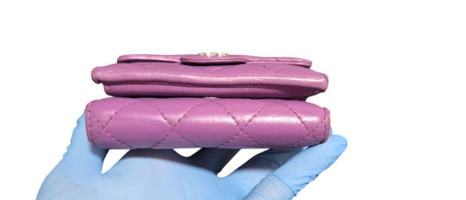 CHANEL ラムスキン 三つ折り財布　パープル