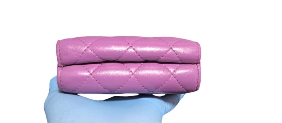 CHANEL ラムスキン 三つ折り財布　パープル