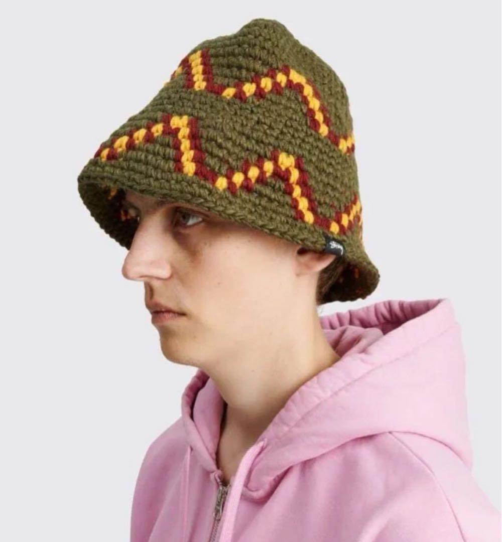 Stussy ニットビーニー ギザニットオリーブグリーン