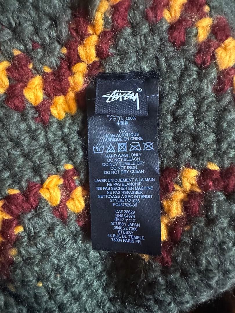 Stussy ニットビーニー ギザニットオリーブグリーン