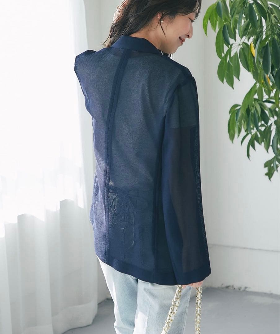 【美品】メッシュメタルボタンライトジャケット ネイビー ラブティックボンボン