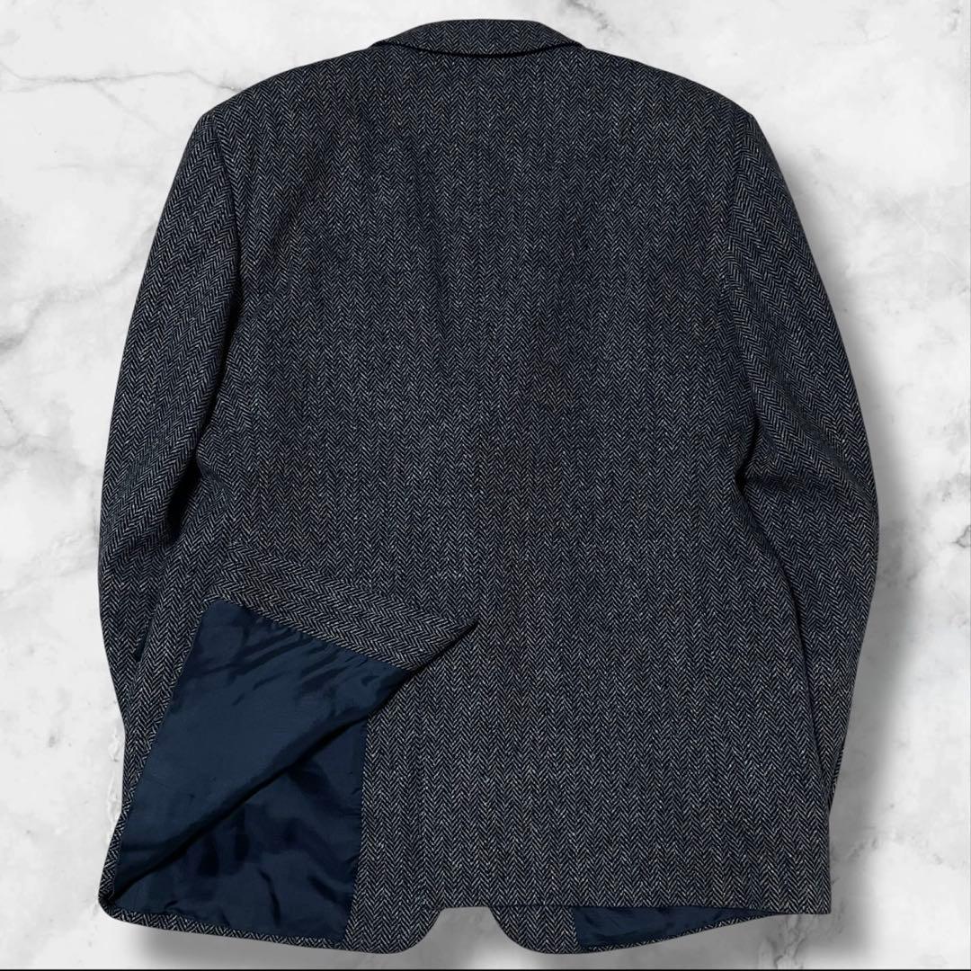 【美品】バーバリー ヘリンボーン テーラードジャケット グレー サイズL相当