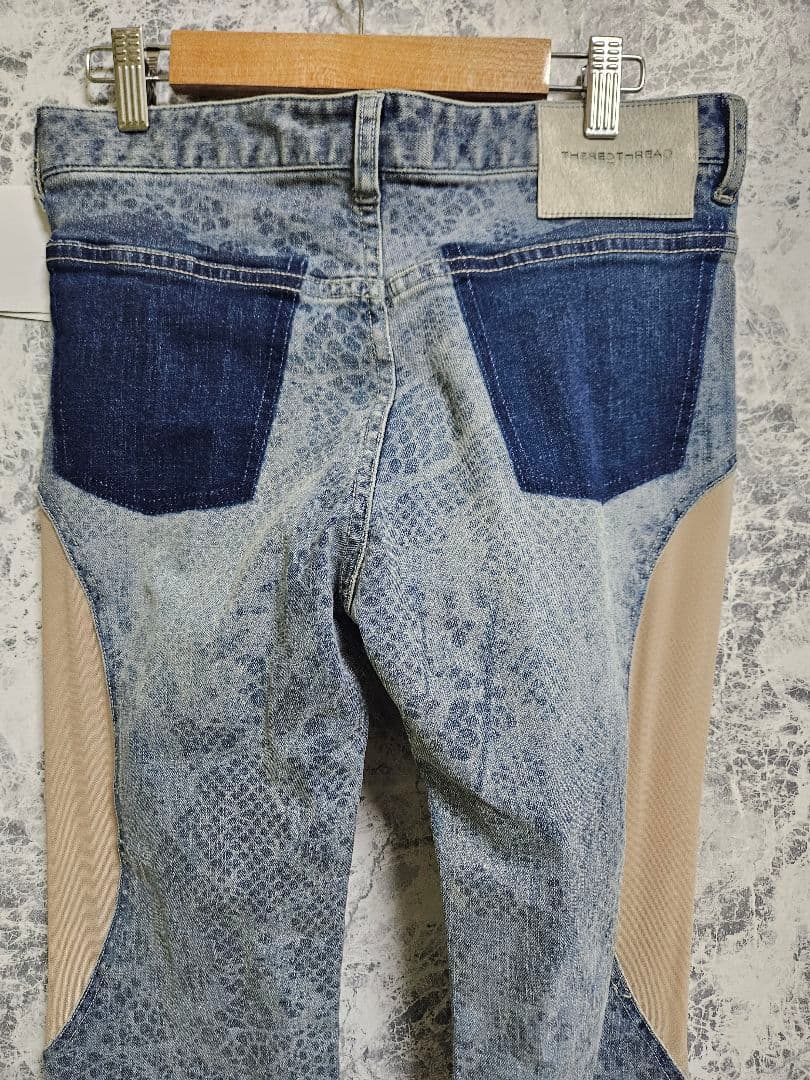 THEREDTHREAD S cutting denim3lace パイソン柄