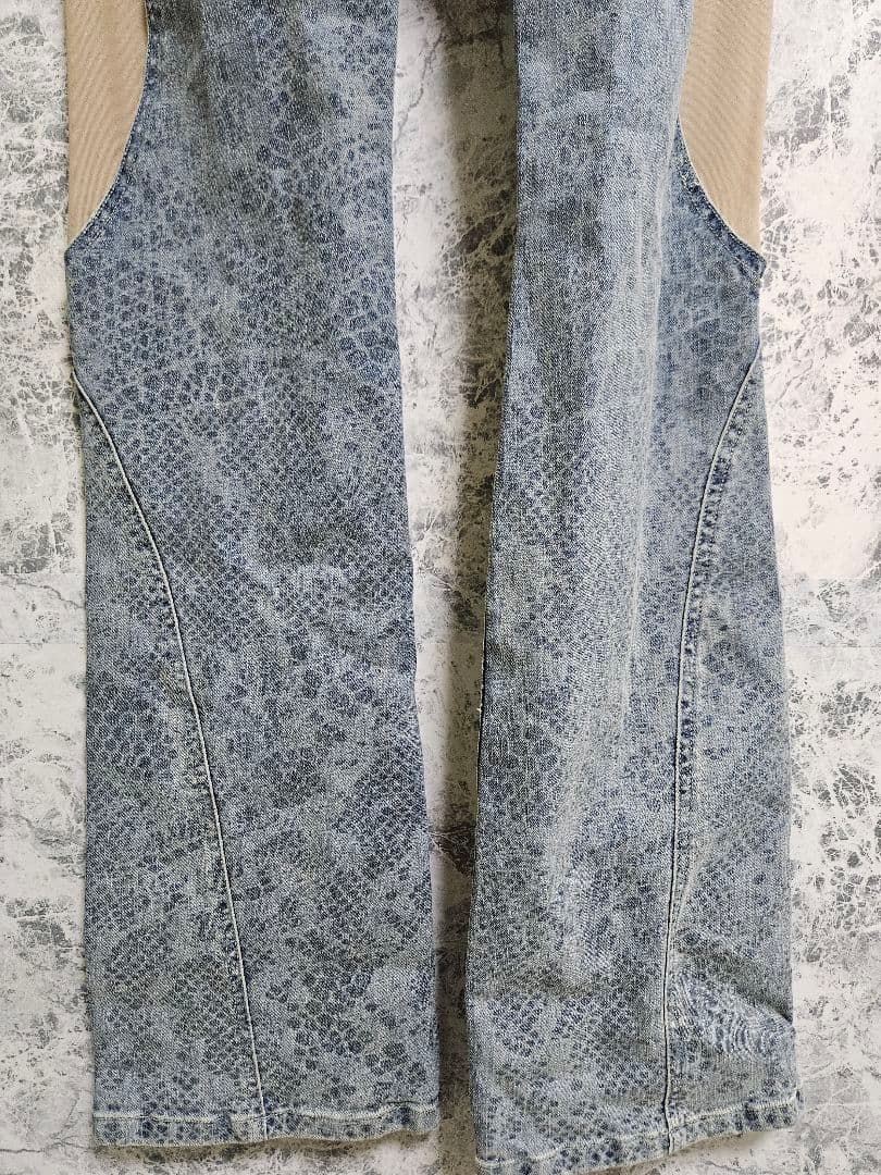 THEREDTHREAD S cutting denim3lace パイソン柄