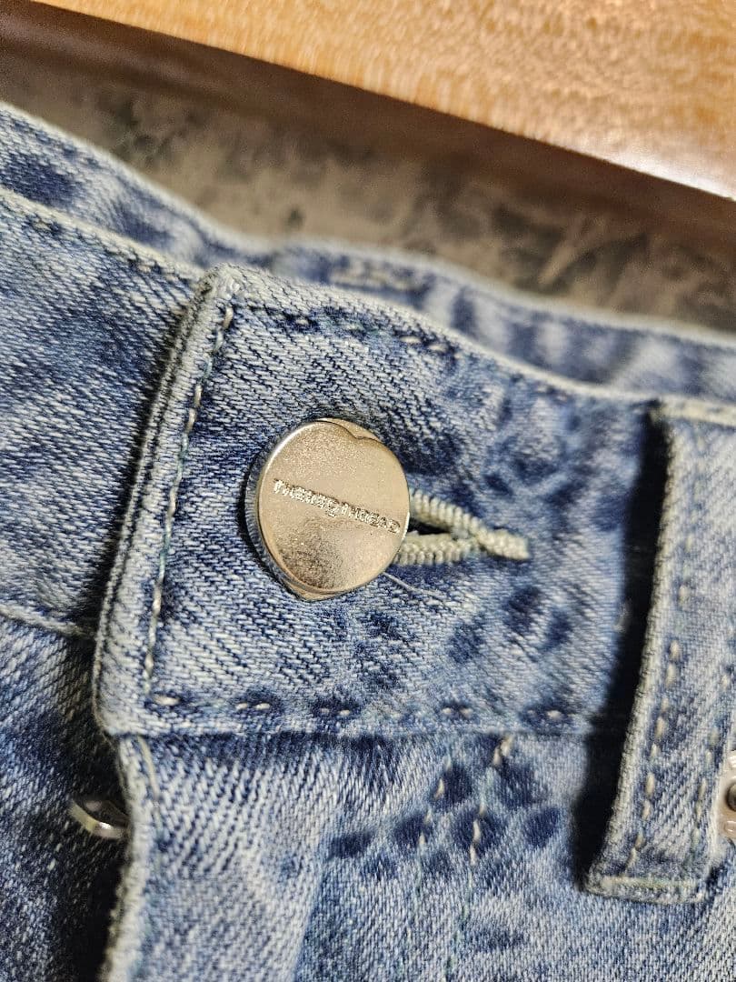 THEREDTHREAD S cutting denim3lace パイソン柄