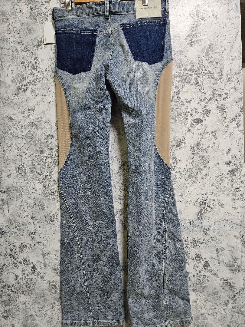 THEREDTHREAD S cutting denim3lace パイソン柄