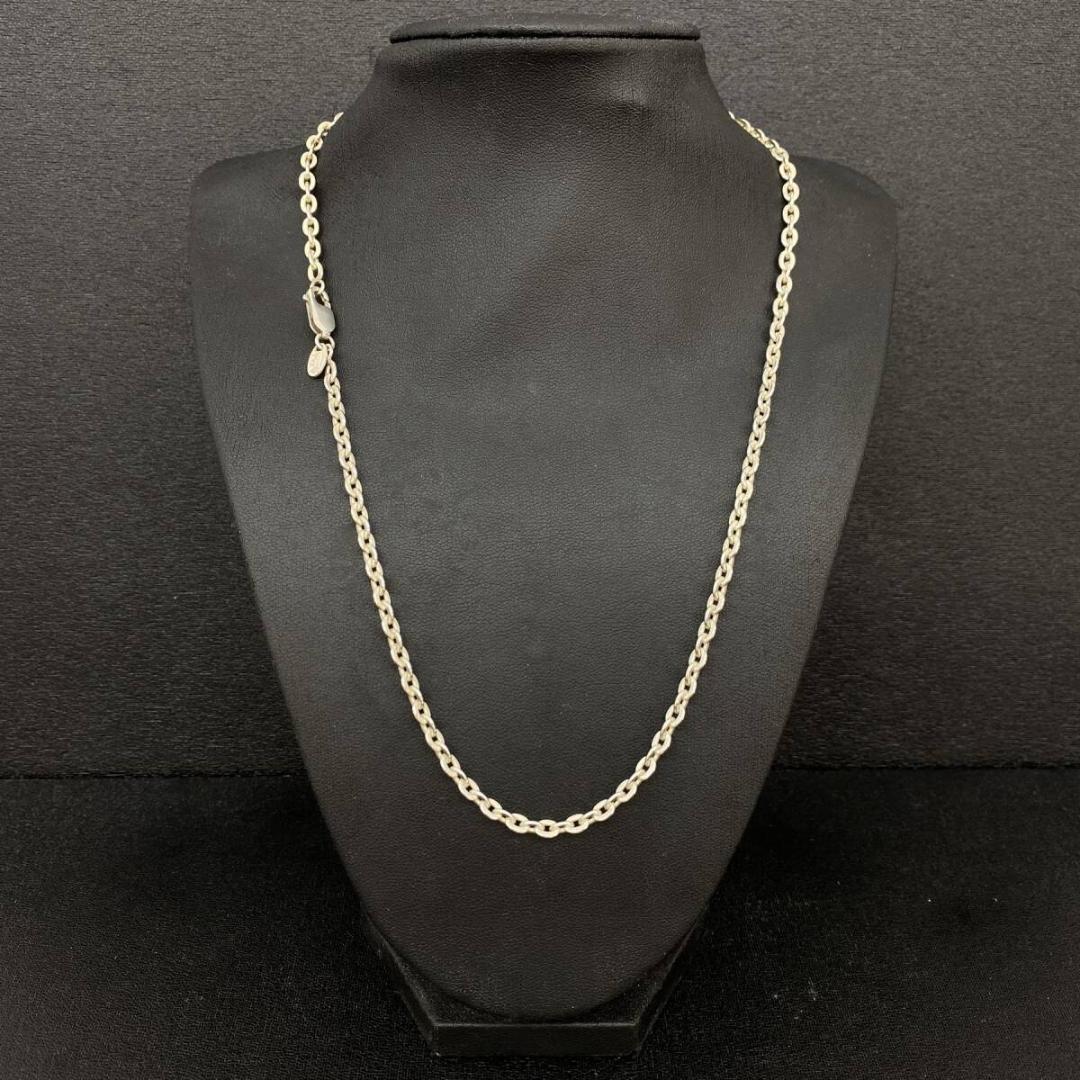 美品 SAAD シルバー 925 4mm 平あずきチェーンネックレス 50cm