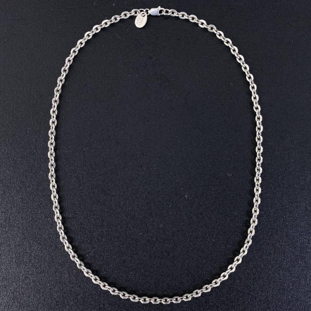 美品 SAAD シルバー 925 4mm 平あずきチェーンネックレス 50cm