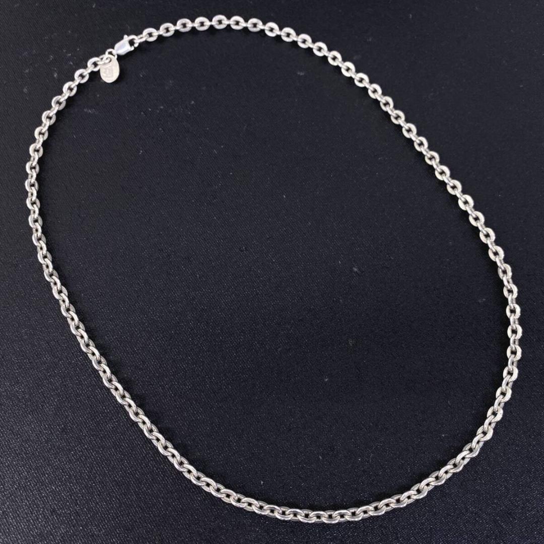 美品 SAAD シルバー 925 4mm 平あずきチェーンネックレス 50cm
