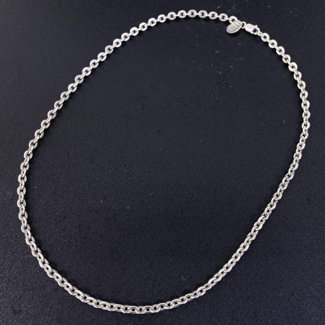 美品 SAAD シルバー 925 4mm 平あずきチェーンネックレス 50cm