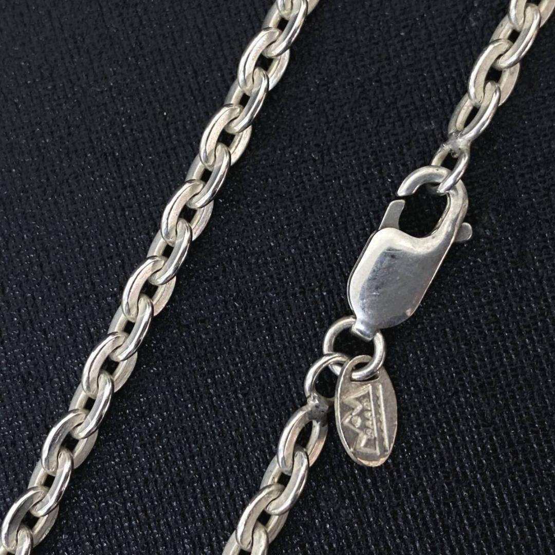美品 SAAD シルバー 925 4mm 平あずきチェーンネックレス 50cm