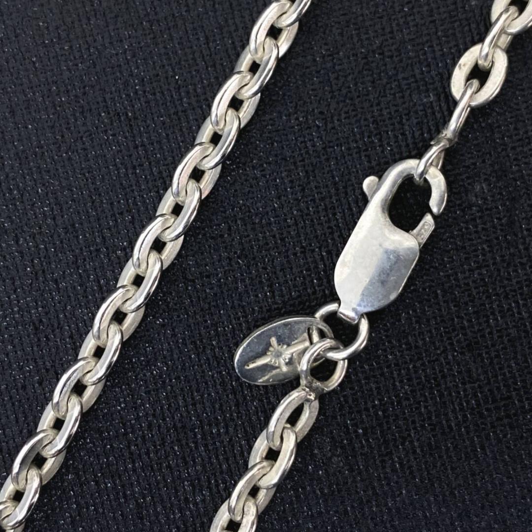 美品 SAAD シルバー 925 4mm 平あずきチェーンネックレス 50cm