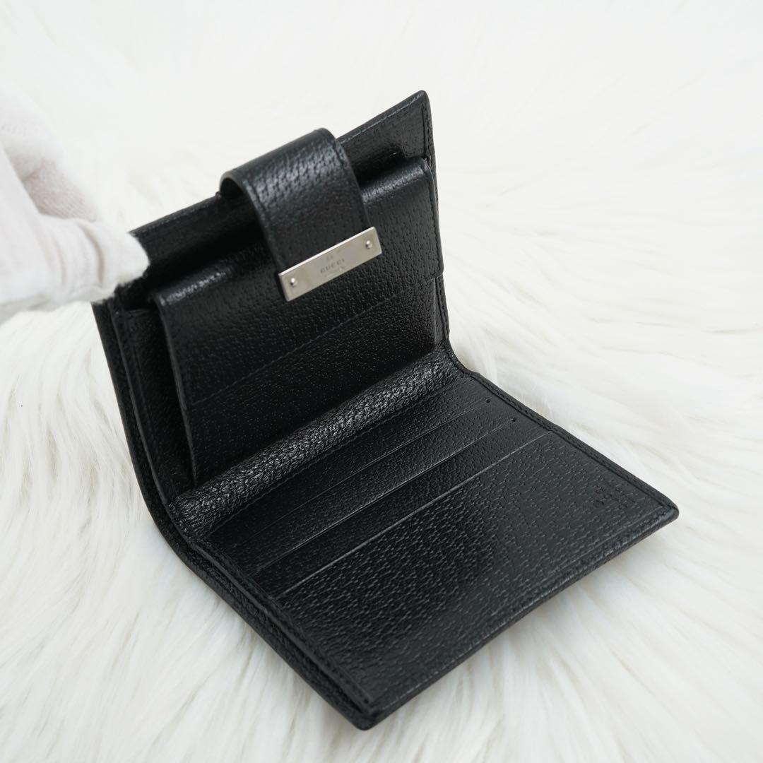 未使用品　箱付き　GUCCI グッチ　二つ折り財布　レザー×キャンバス　ブラック
