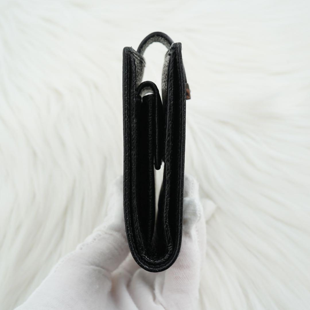 未使用品　箱付き　GUCCI グッチ　二つ折り財布　レザー×キャンバス　ブラック