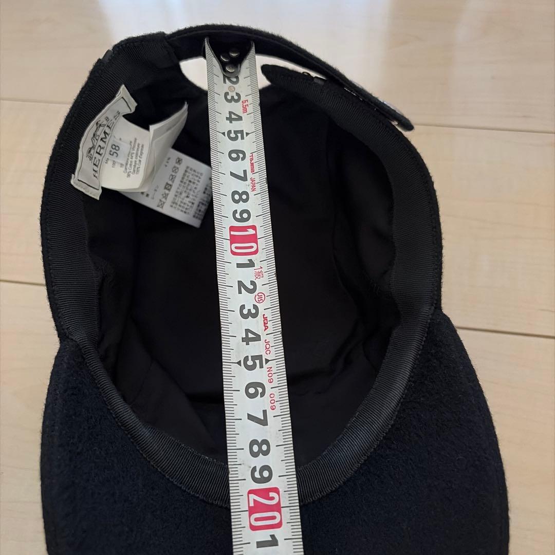 エルメス　HERMES キャップ　カシミヤ　羊革　レザーパイピング　ユニセックス
