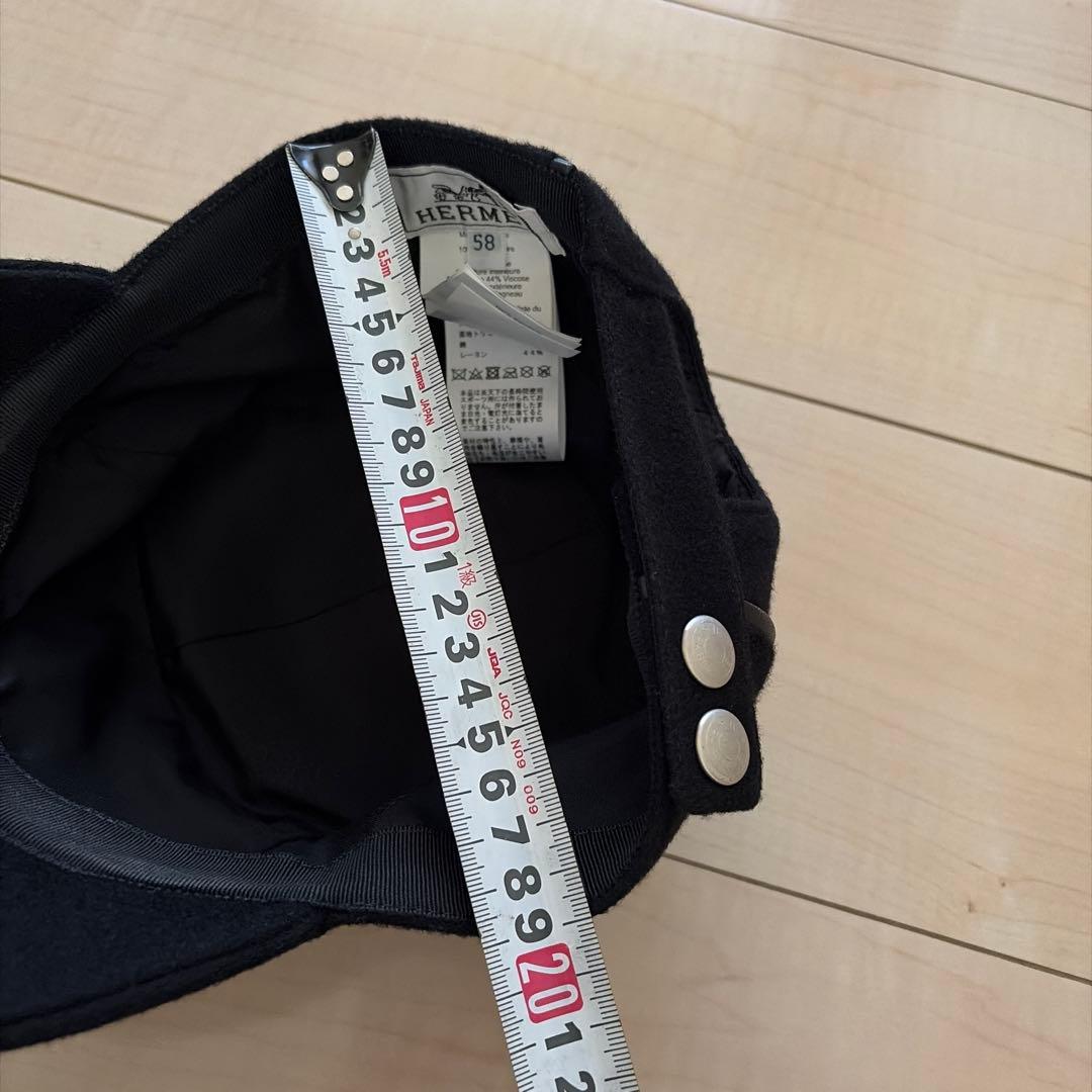 エルメス　HERMES キャップ　カシミヤ　羊革　レザーパイピング　ユニセックス