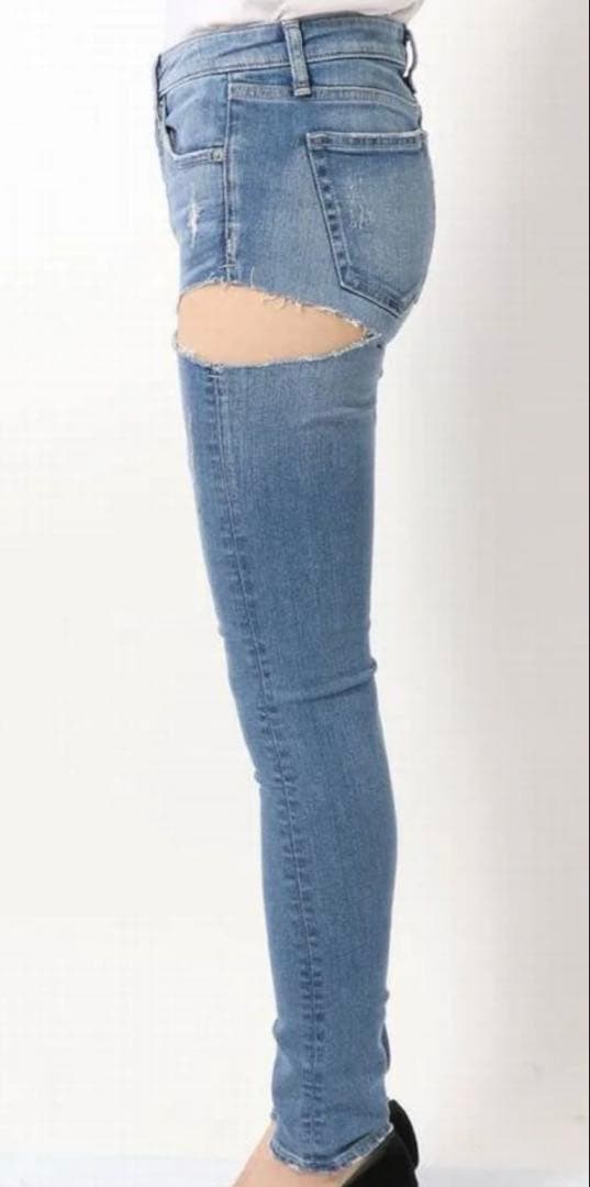 GYDA SIDE RIPPED スキニーデニムパンツ