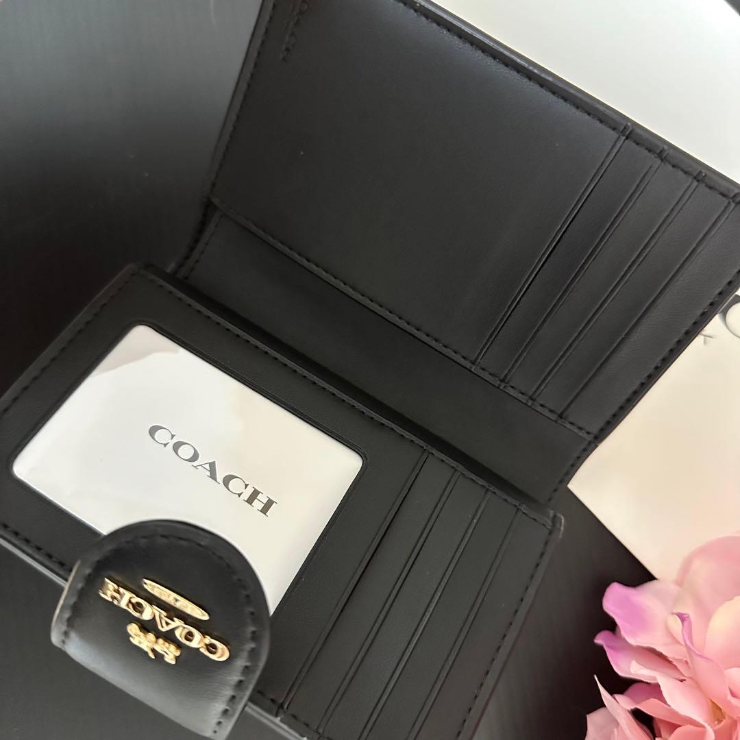 【新品】COACH コーチ★折り財布 ブラック 黒 シグネチャー