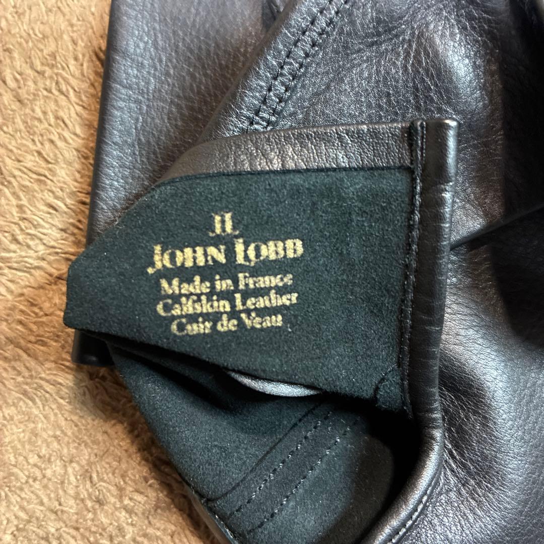 JOHN LOBB ブラック　カーフスキンレザー手袋 サイズ8