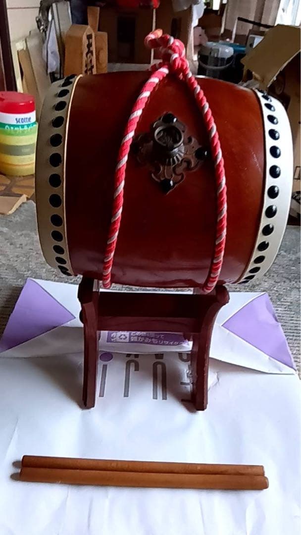 小型 木製 和太鼓 バチ付き