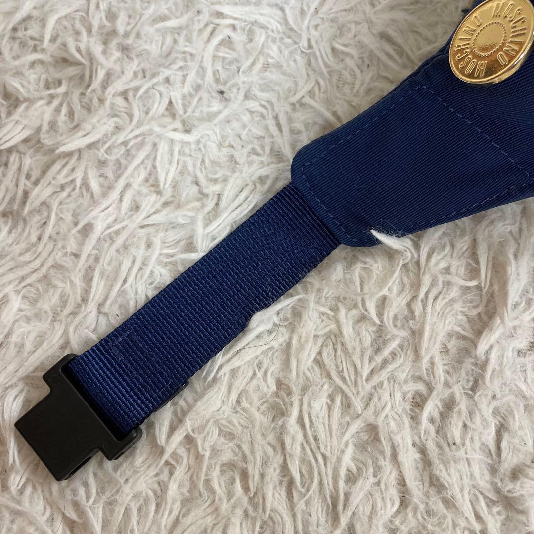 MOSCHINO モスキーノ ウエストバッグ ボディバッグ ロゴ ネイビー 金具