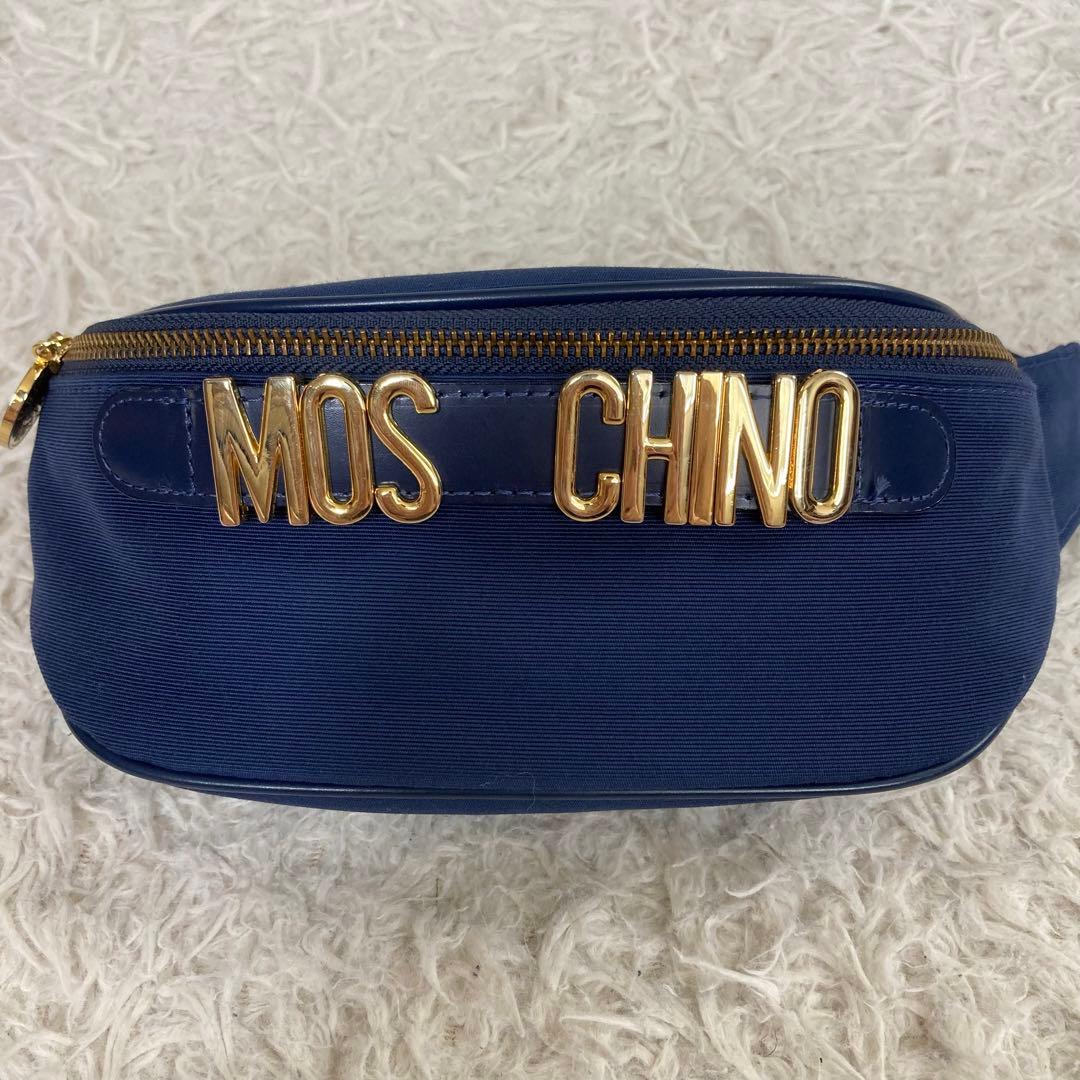MOSCHINO モスキーノ ウエストバッグ ボディバッグ ロゴ ネイビー 金具
