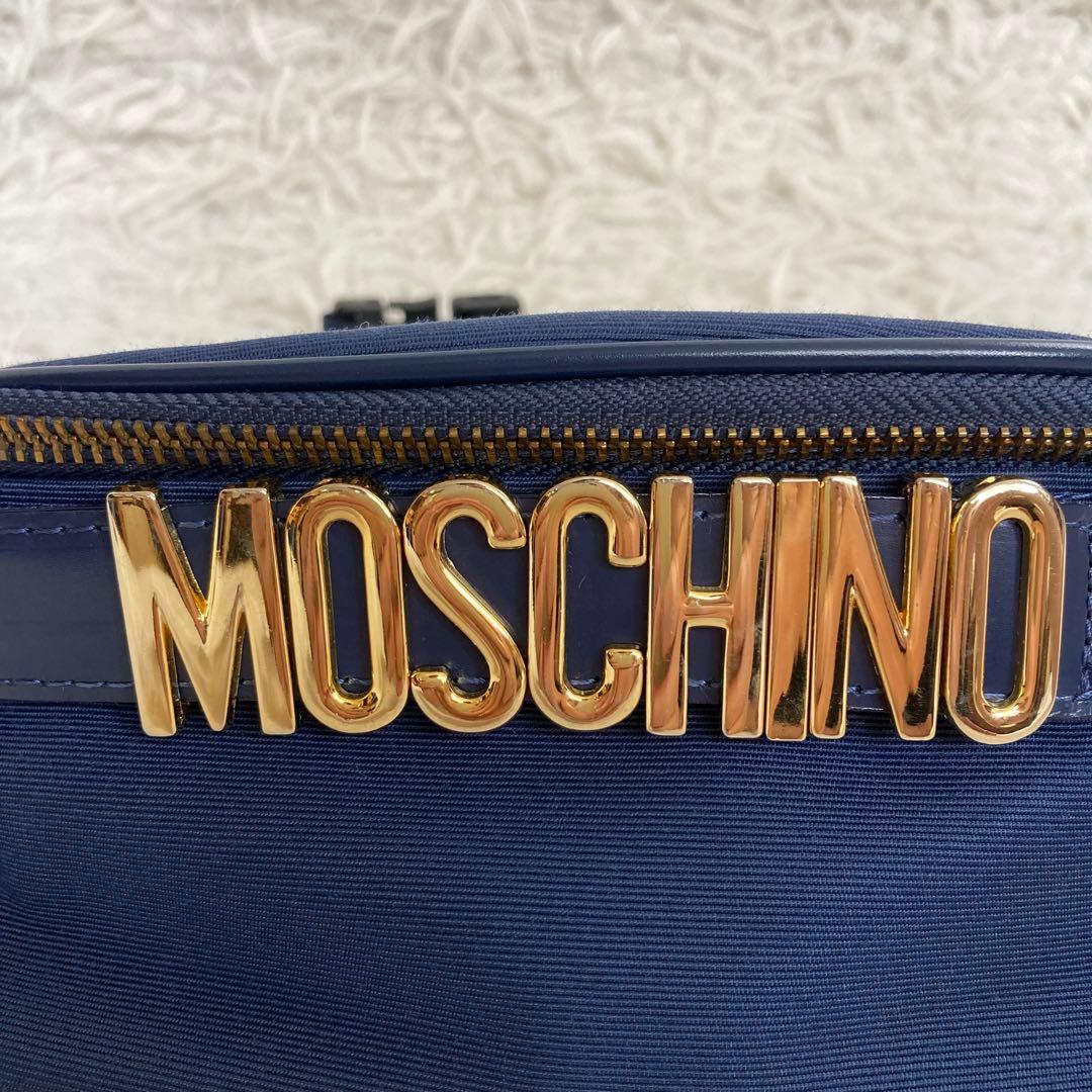 MOSCHINO モスキーノ ウエストバッグ ボディバッグ ロゴ ネイビー 金具