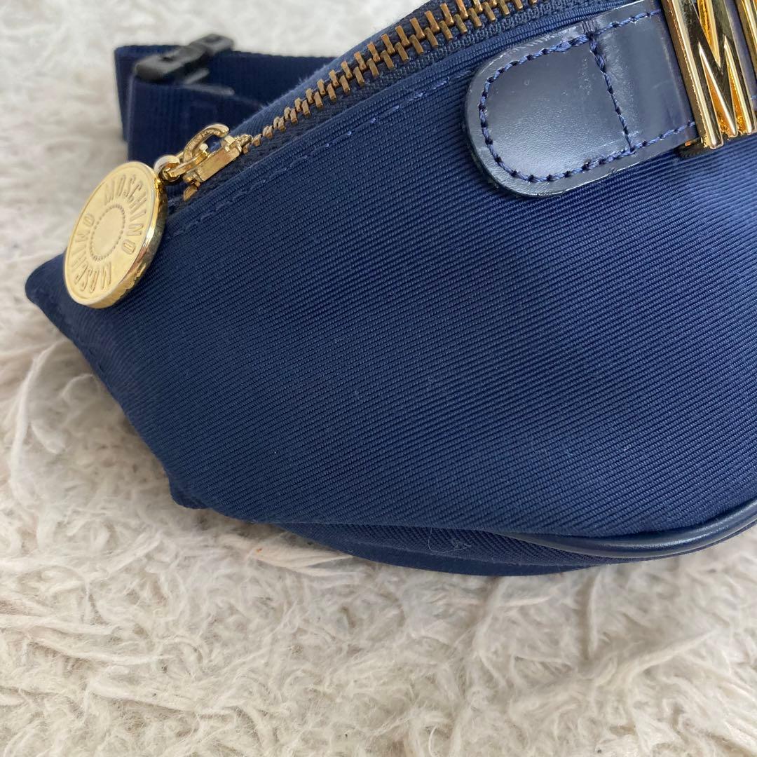 MOSCHINO モスキーノ ウエストバッグ ボディバッグ ロゴ ネイビー 金具