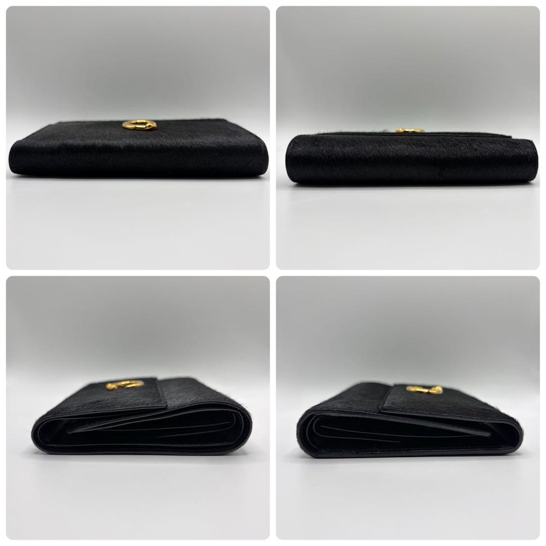 美品✨ カルティエ 三つ折り財布 パンテール ハラコ ブラック 黒 ゴールド金具