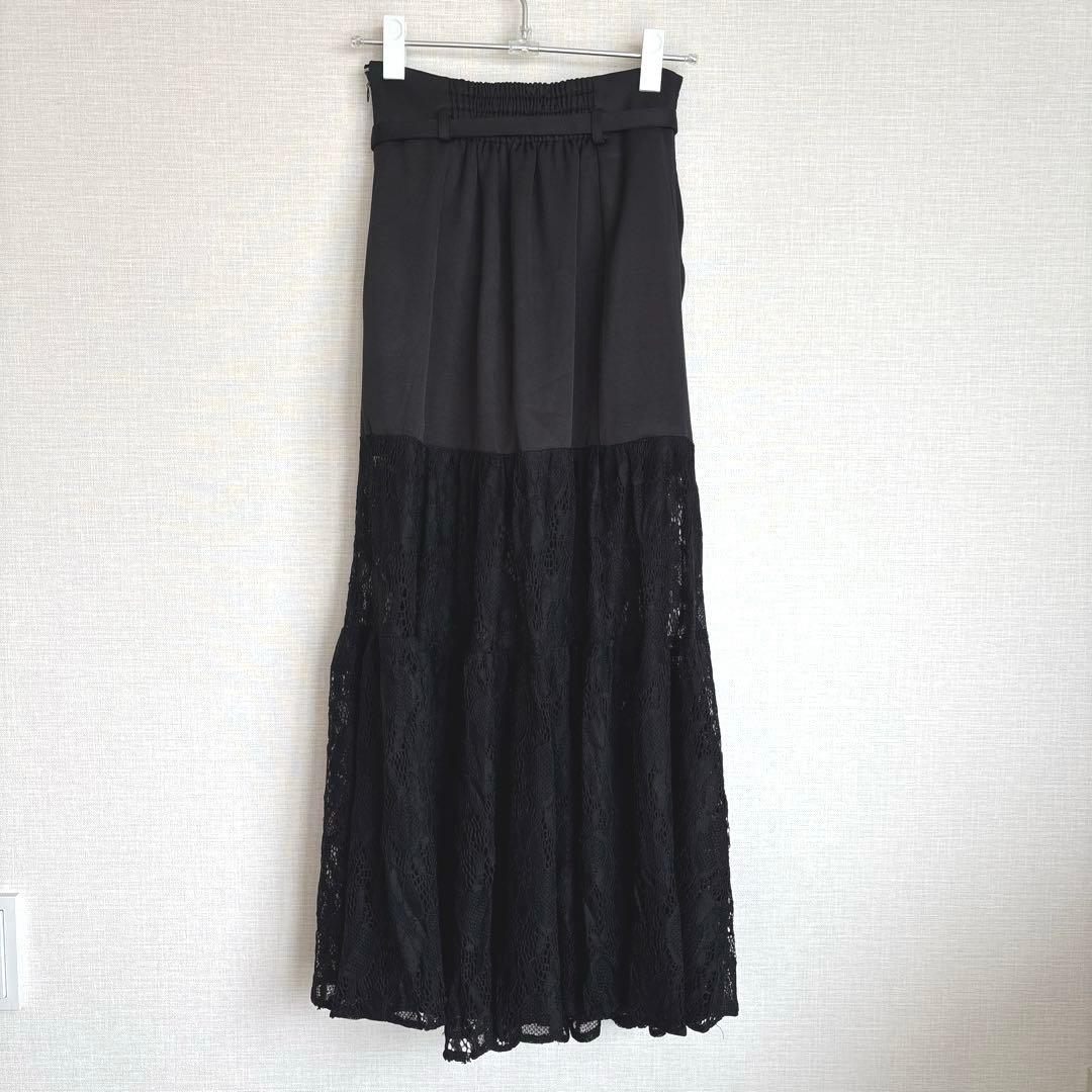 ナイス クラップ Mavie..7 レース 切替 ロング スカート　S