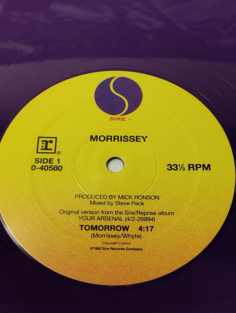 MORRISSEY TOMORROW US盤12インチ カラービニール 美品