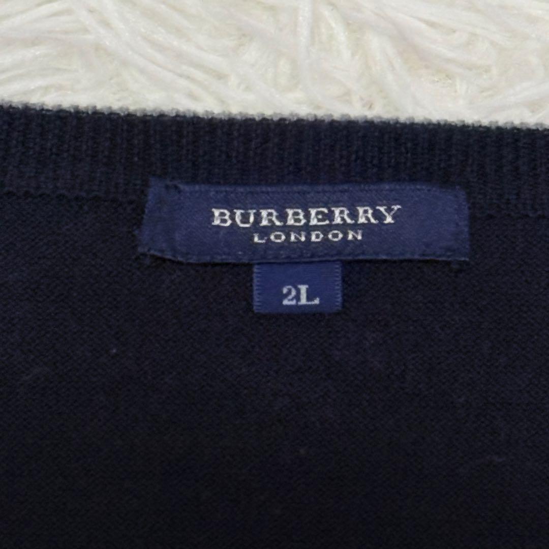 Burberry LONDON ネイビー　Vネック ニットベスト XL