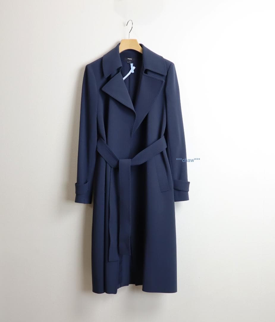 Theory 24AW Admiral Crepe トレンチコート ネイビー　P