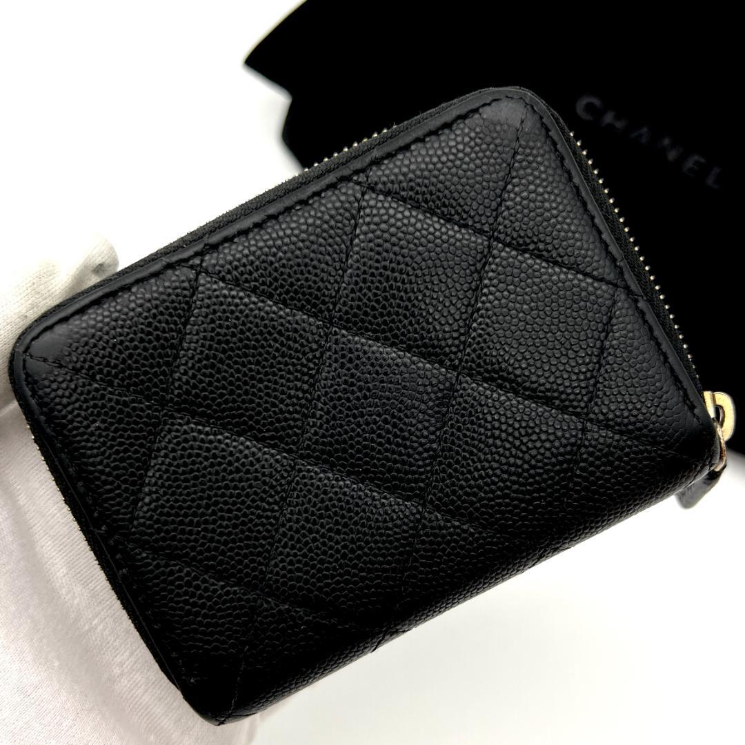 シャネル キャビアスキン マトラッセ ケース カードケース 黒 C185