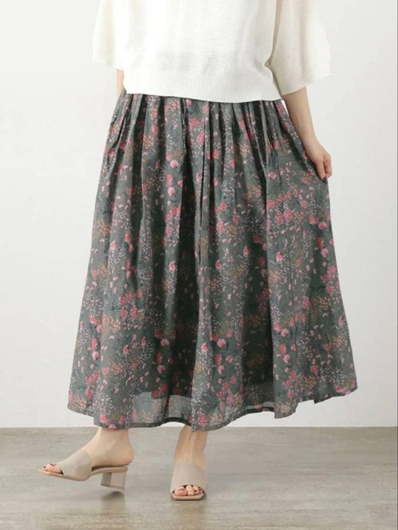 SOILソイル　花柄ギャザースカート　北欧、暮らしの道具店メゾンドソイル　新品