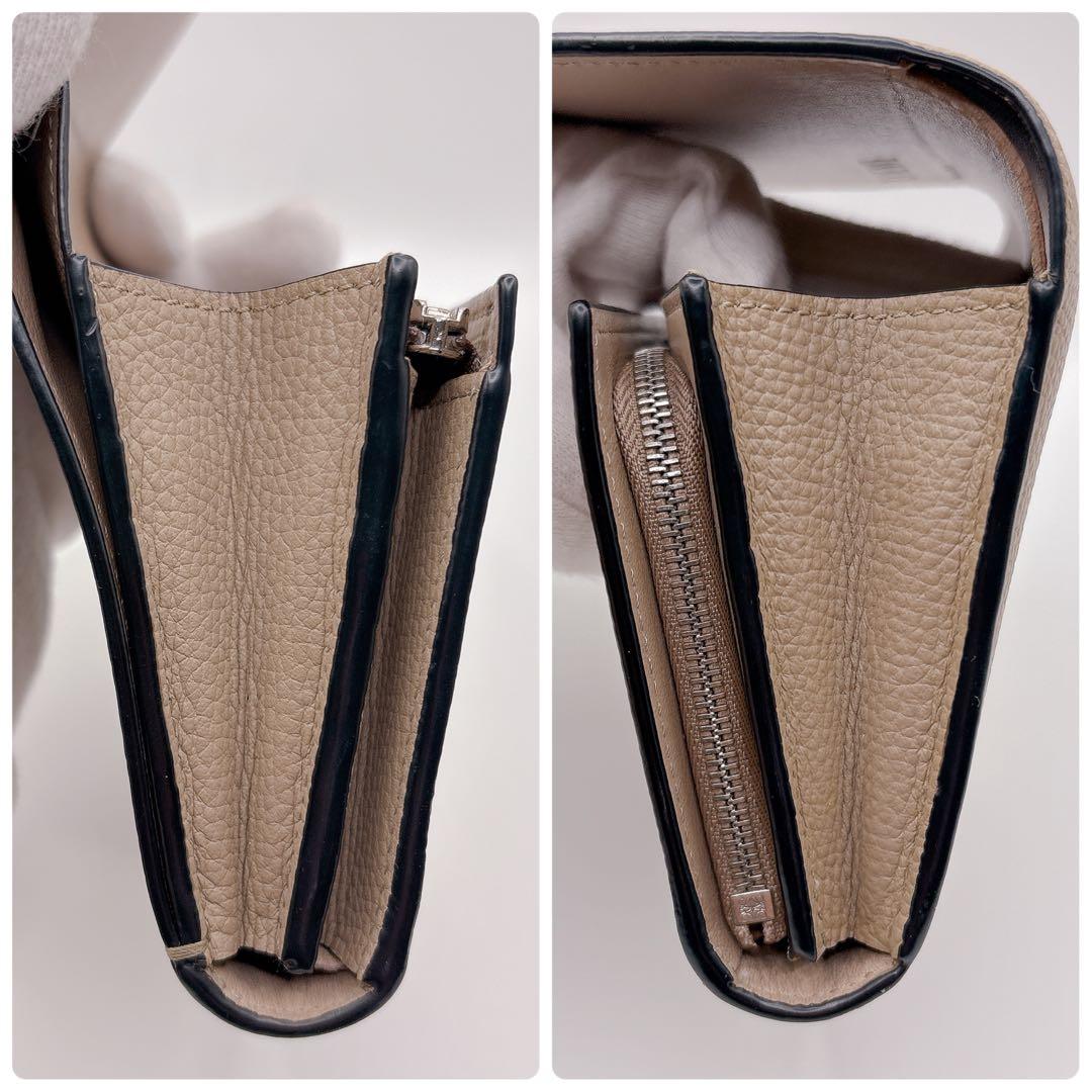 ほぼ未使用 ロエベ アナグラム コンパクトフラップウォレット サンド 財布