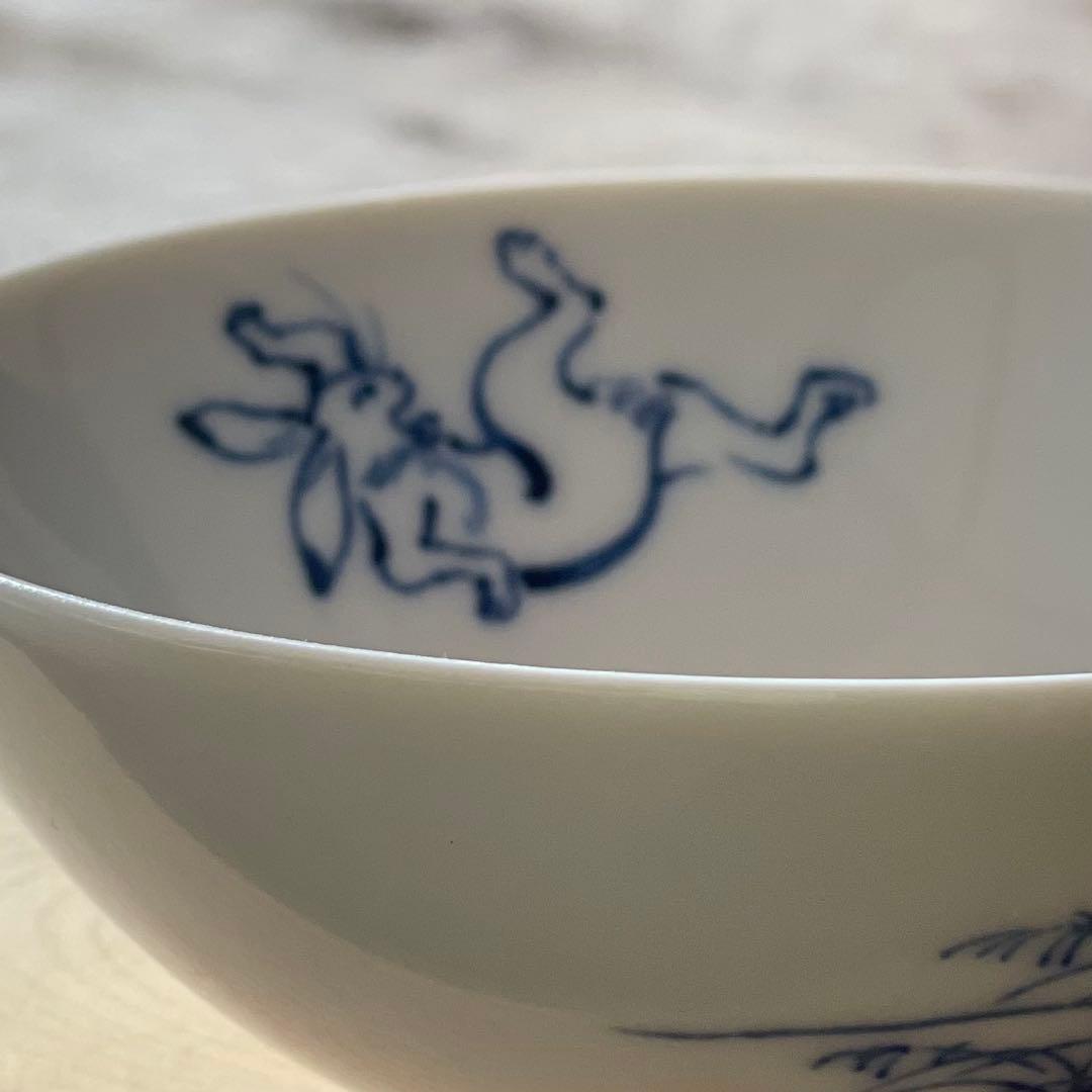 染付 鳥獣戯画 ごはん茶碗　5つ