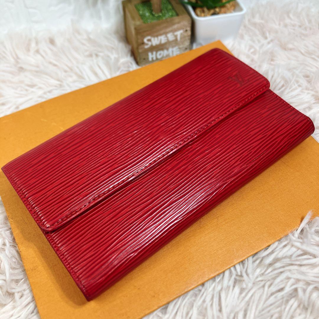 超美品 ルイヴィトン エピ インターナショナル ポルトフォイユ 長財布 赤 折り